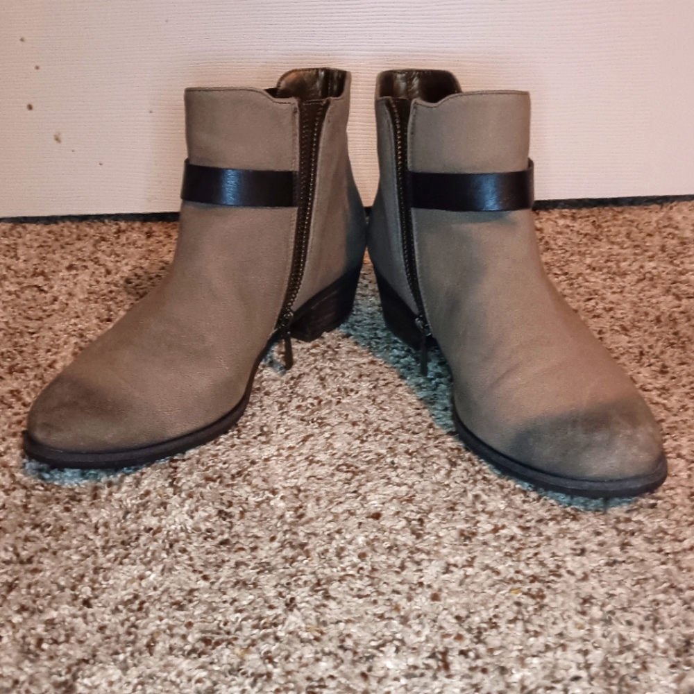 BP Distressed Leather Block Heel Ankle Boot